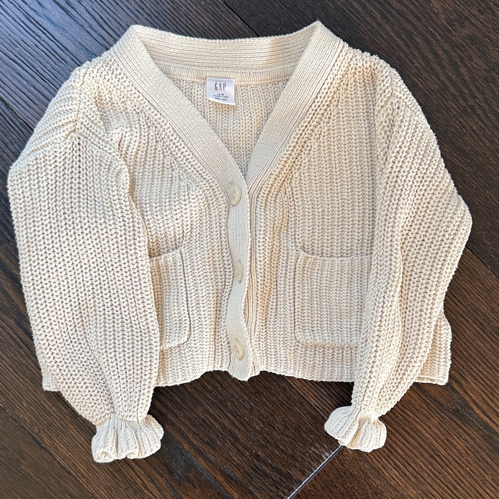 GAP toddler girl cream Knit Cardigan